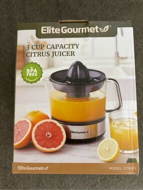 Elite Gourmet Three Cup Juicer BPA Free Electric Citrus Oranges Lemons Lime frui